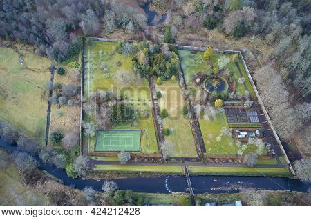 Victorian Old Walled Garden And Tennis Court In Private Grounds