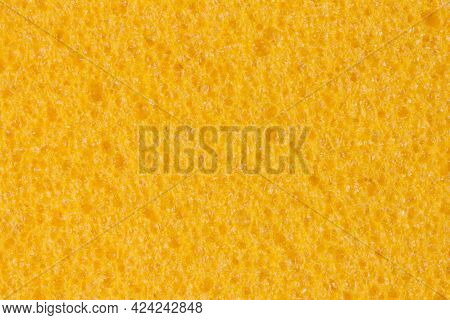 Saturated Yellow Foam, Eva Texture With Porosity. Background For Perfect Design Project.