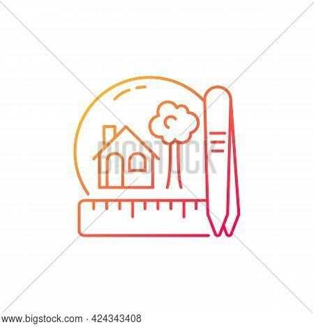Creating Miniatures Gradient Linear Vector Icon. Building Dolls House. Miniature Model Making. Handm
