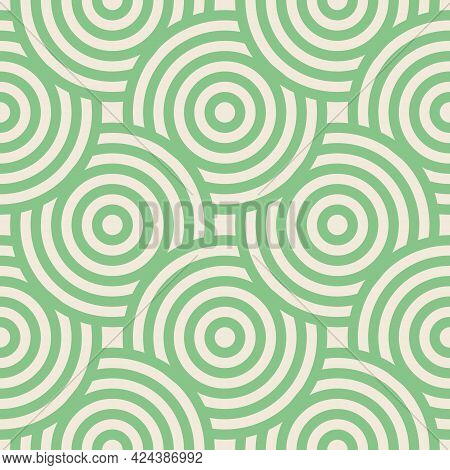 Green Rounded Vintage Geometric Vector Seamless Pattern