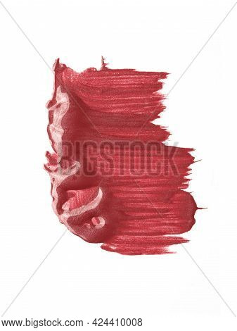 Smudged Red Lip Gloss Sample Isolated On White Background