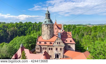 Aerial View Of Czocha Castle In Southwestern Poland. Defensive Castle In The Village Of Czocha.