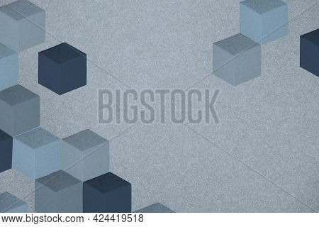 Blue paper craft cubic patterned background