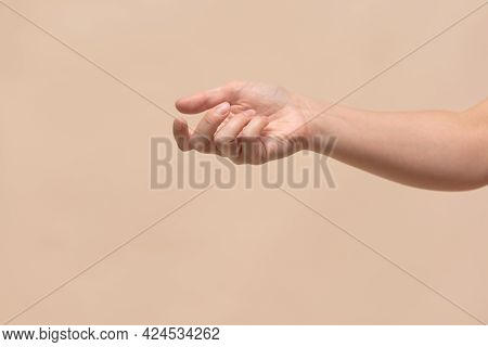 Woman Hand Is Showing An Ask Gesture Closeu Up.