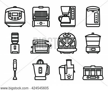 Kitchen Icon Set. Bold Outline Design With Editable Stroke Width. Vector Illustration.