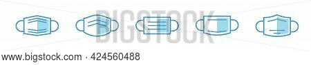 Protection Face Mask Icon Set. Face Mask Icon Set. Collection Of Covid-19 Face Mask Symbols. Flat Co