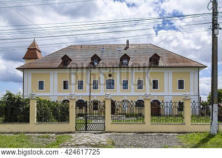 Ogra, Mures, Romania - May 30, 2021:  Haller Castle On May 30, 2021 In Ogra, Mures, Transylvania