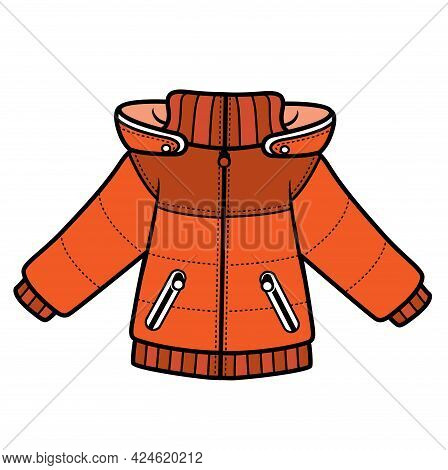 Demi-season Padded Jacket With Hood For Boy Color Variation  For Coloring On A White Background
