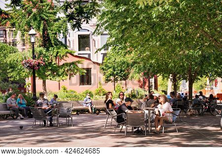 Toronto, Canada - 06 05 2021: Torontonians Enjoying Sunny Weather And Lifting Of Stay At Home Order 
