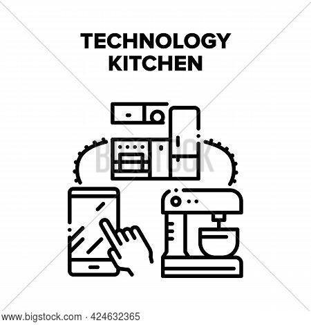 Technology Kitchen Equipment Vector Icon Concept. Refrigerator And Mixer Electronic Technology Kitch