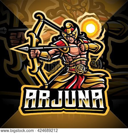 Arjuna Archer Esport Mascot Logo Design With Text