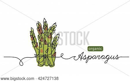 Asparagus Bunch Sketch Vector Illustration, Background. One Continuous Line Drawing Art Illustration