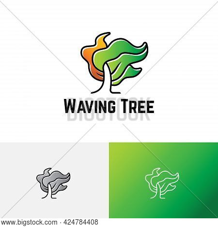 Waving Tree Blown Wind Nature Ecology Green Logo
