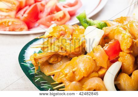 brochette de poulet prêt à être grill