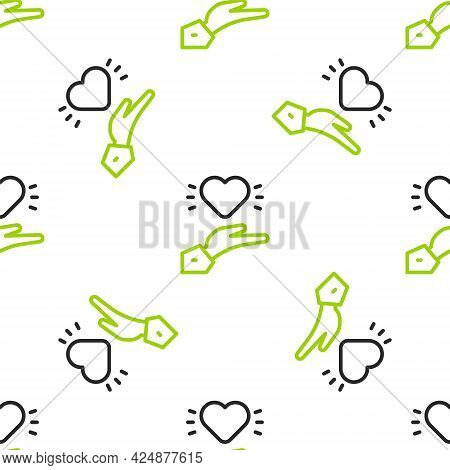 Line Pleasant Relationship Icon Isolated Seamless Pattern On White Background. Romantic Relationship