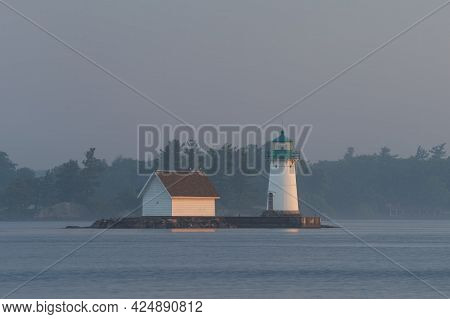 Sunken Rock Lighthouse Near Boldt Castle On The Saint Lawrence River Near The Town Of Alexandria Bay