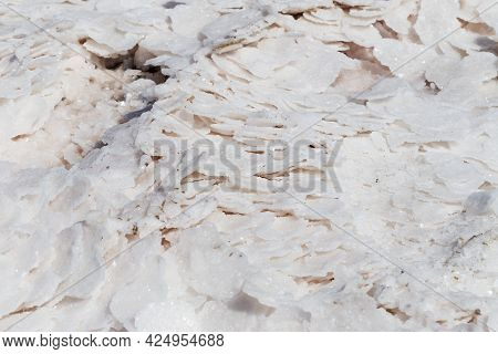 Pink Salt In Salt Lake As Textured Background. Salt Background.