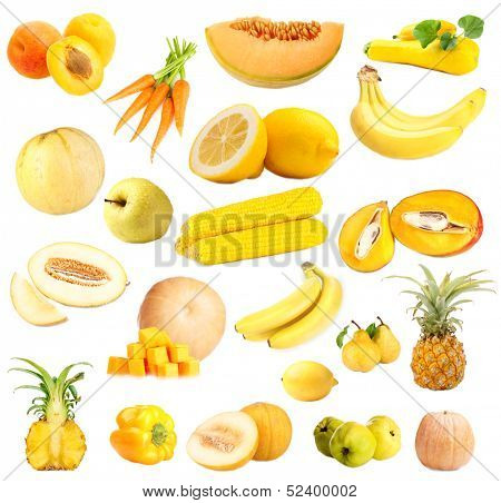 Fruits and vegetables isolated on white