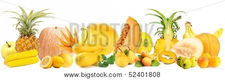 Collection of fruits and vegetables isolated on white