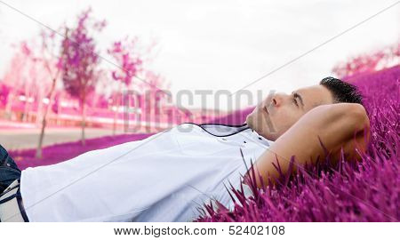 Lying on the grass