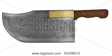 vintage french butcher knife over white 