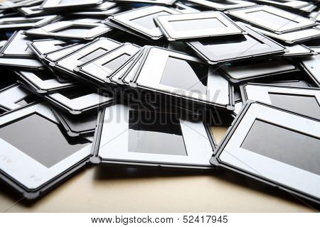 close up photo of slides black and white