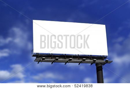 Blank billboard against blue sky, put your own text here