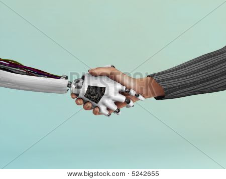 Robot ryster hånd med menneskelige.