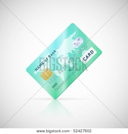 Detailed glossy green credit card icon