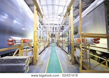 TVER - JUN 05: The passage between body of the wagon in the assembly shop, on June 05, 2013 in Tver, Russia.