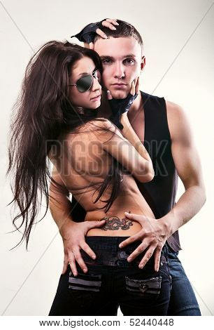 Passionate Fashion Couple image shot in studio