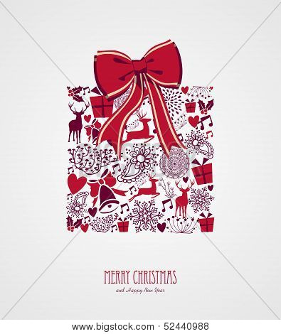 Retro Christmas Present Composition Vector File.