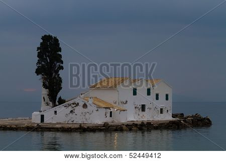 scene of Vlacherna monastery, Kanoni, Corfu, Greece