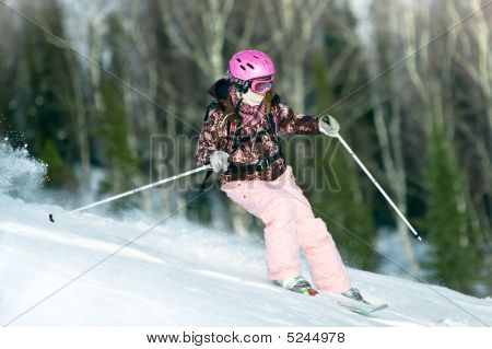 Girl Riding On Skis