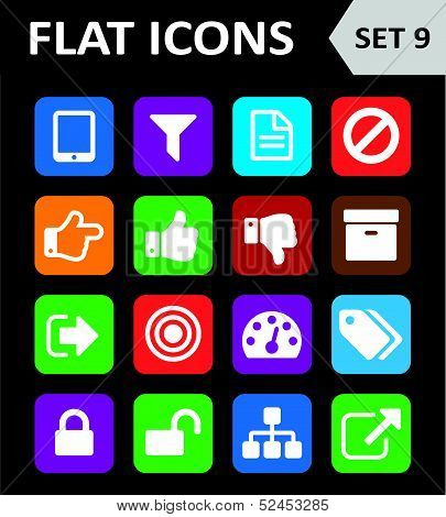 Universal Colorful Flat Icons. Set 9.