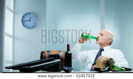 Man Drinking On The Job