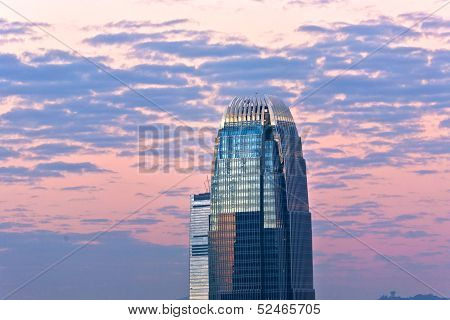 Top Of Skyscraper Ifc By Night With Panorama Of Hong Kong