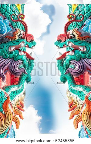 Dragon statue on sky