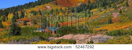 Panoramic view of Beautiful autumn landscape in Colorado