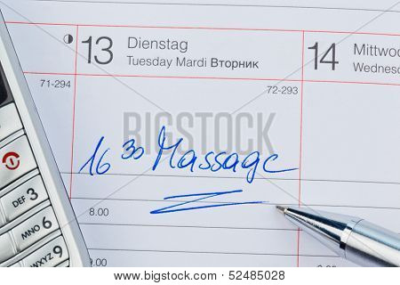a date is entered in a calendar: massage