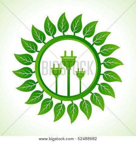 Eco plug inside the leaf background stock vector