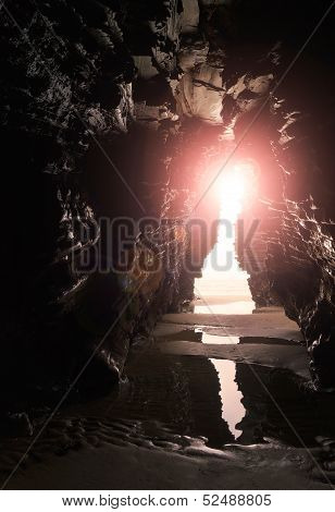 Inside A Cave With A Intense Light