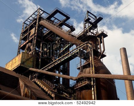 Rusty pipes and construction