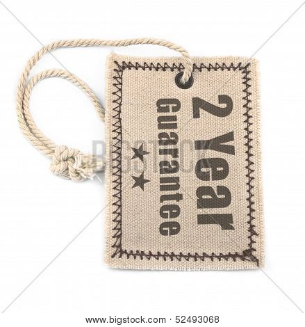 Two Year Guarantee Tag Over White