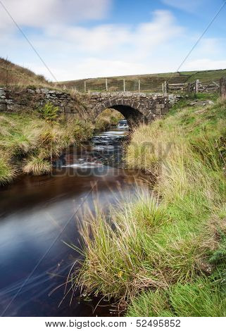 stone built moorland packhorse bridge