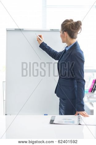 Business Woman Writing On Flipchart