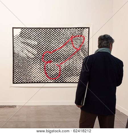 Man Visiting Miart 2014 In Milan, Italy