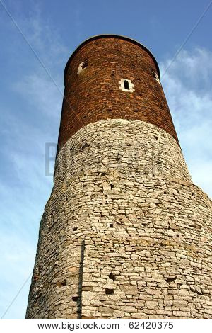 Ruined medieval castle with tower