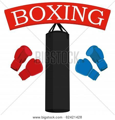 Vector Punching Bags And Boxing Gloves Illustration Isolated On White Background