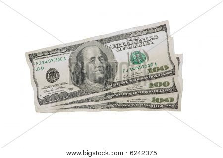 Vaklende os Dollars hundrede Dollar regninger isoleret